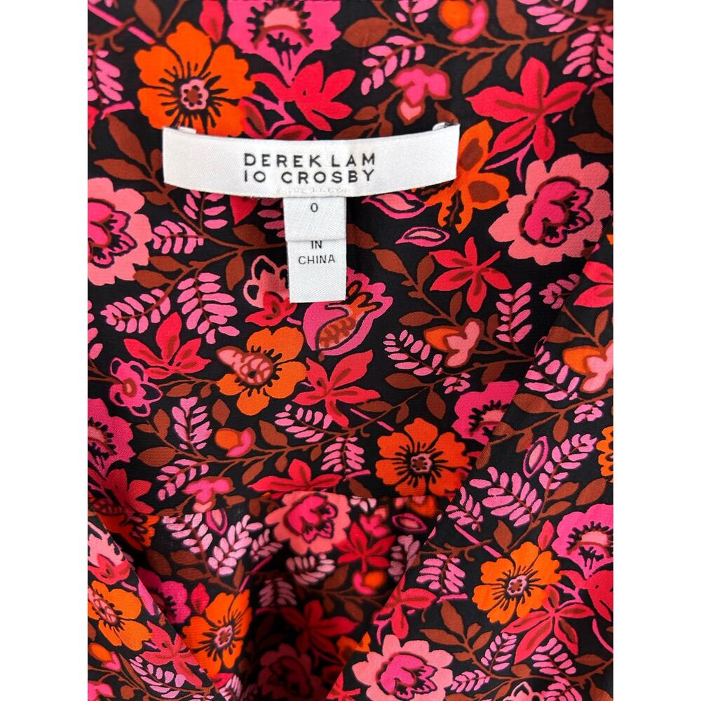 DEREK LAM 10 CROSBY Lilith Floral V Neck Peplum Blouse NWOT SIZE 0 - Picture 5 of 7